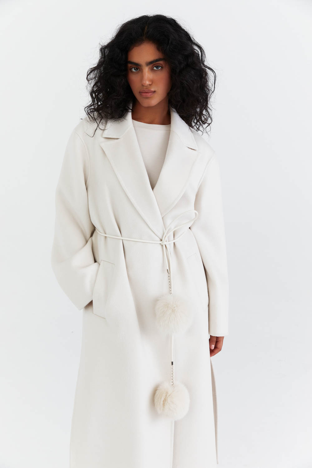 pp closet dress サイズ37 Пальто с тонким поясом и разрезами по бокам, купить по цене